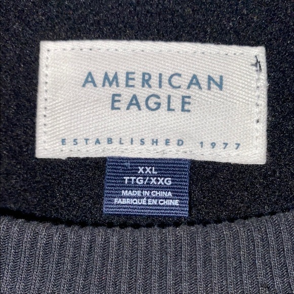 American Eagle Outfitters Crop CrewBlack Sweatshirt with Rhinestones - Picture 2 of 6